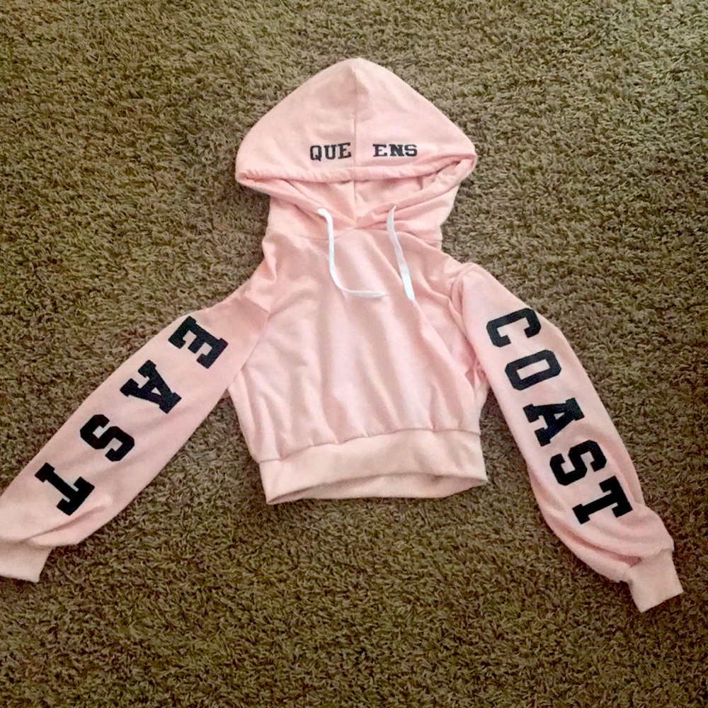 ROMWE east coast crop top hoodie